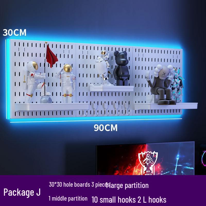 E-sports Pegboard Wall Display: DIY Headphone, Keyboard, Jay Chou Photo Storage, Punch-Free Mount Rack