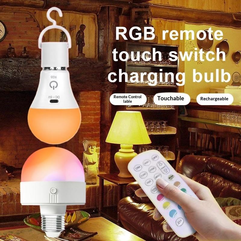 1 Set Rechargeable Smart Dimmable E27 Bulbs With Timing Cordless Battery Operated Light Bulb Rgb/3 Color Usb Led Lamp Bulb