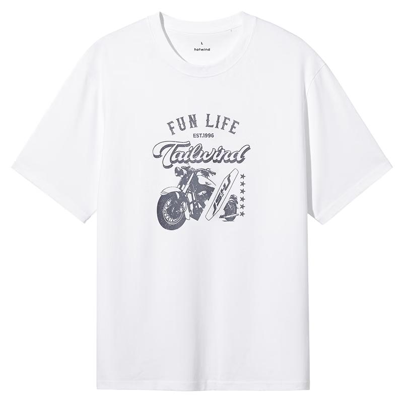 

Hotwind Men s White Graphic Print Cotton T-Shirt M