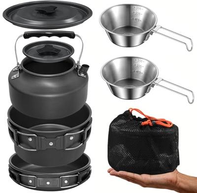 SANCANYI Aluminum Cookware Set with Sierra Cup, Outdoor Pot, Outdoor Kettle, Camping Pot, Camping Equipment, Cookware, Lightweight, Compact, Foldable,