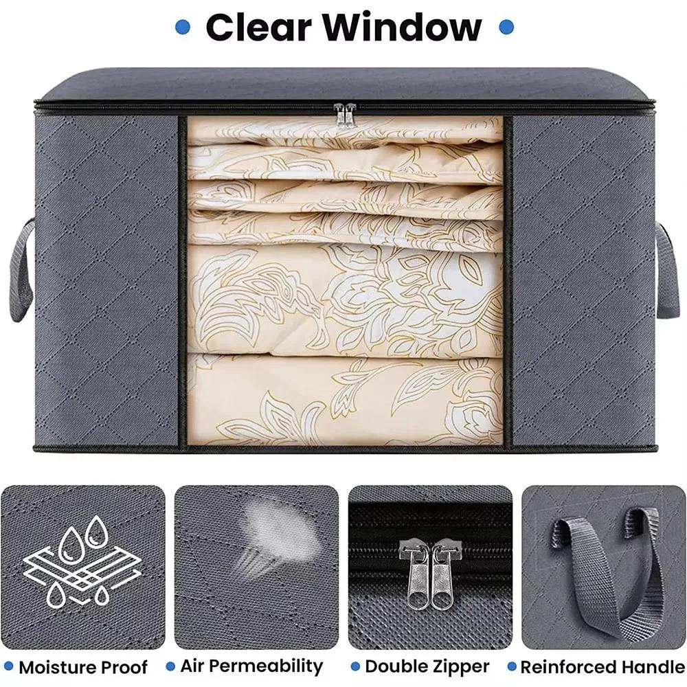 1/3pc Large Capacity Clothes Storage Bag Foldable Blanket Storage Bags Storage Containers for Organizing Bedroom Closet Clothing