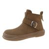 Flats Ankle Women Snow Sneakers Boots Belt Buckle Suede Winter Fashion Women Shoes New 2025 Trend Casual Walking Non Slip Boots