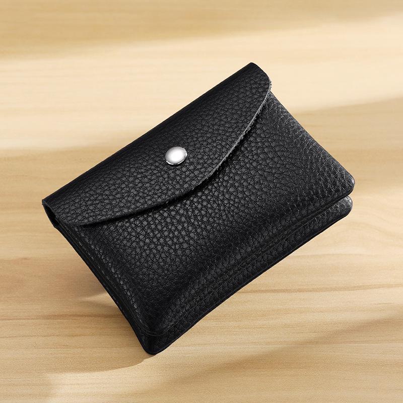 Genuine Leather Double Layer Coin Purse & ID Card Holder with Zipper