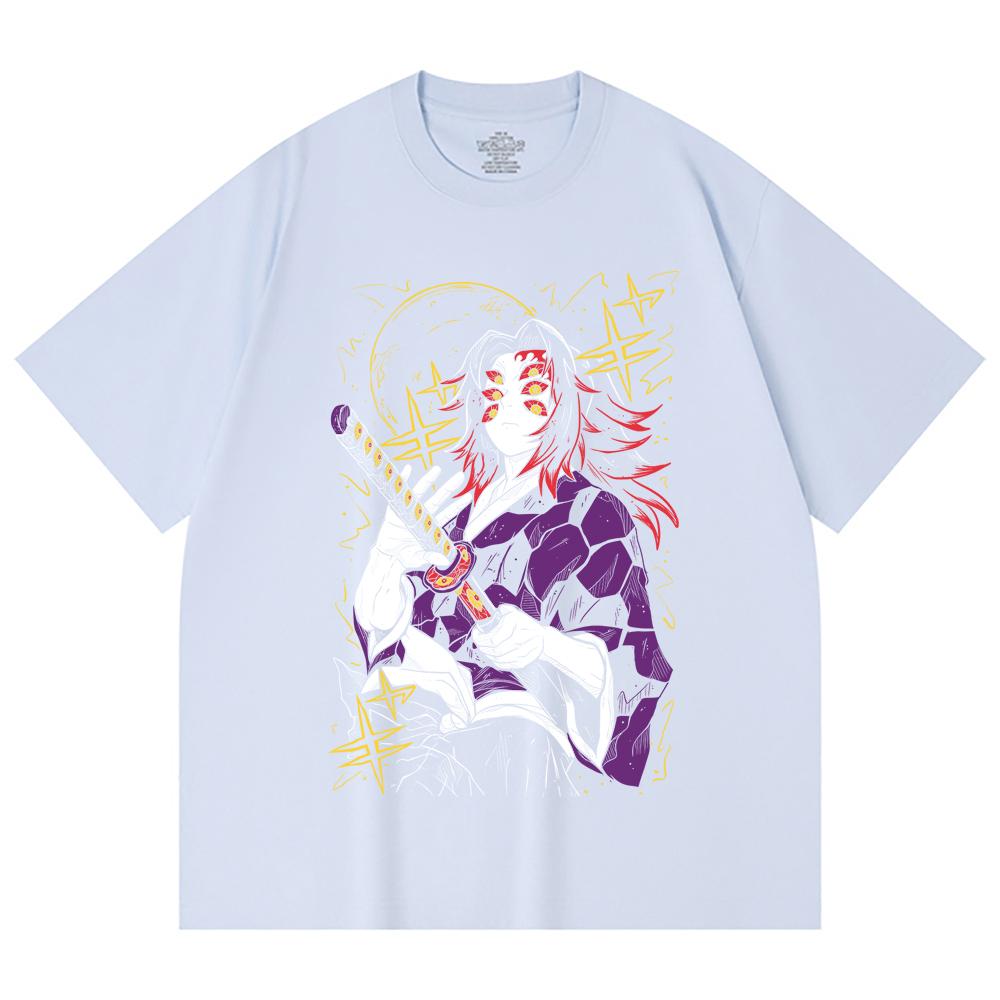 230 Gsm 100% Cotton Demon Slayer V35 Kokushibo Print Unisex Heavy Cotton T Shirt