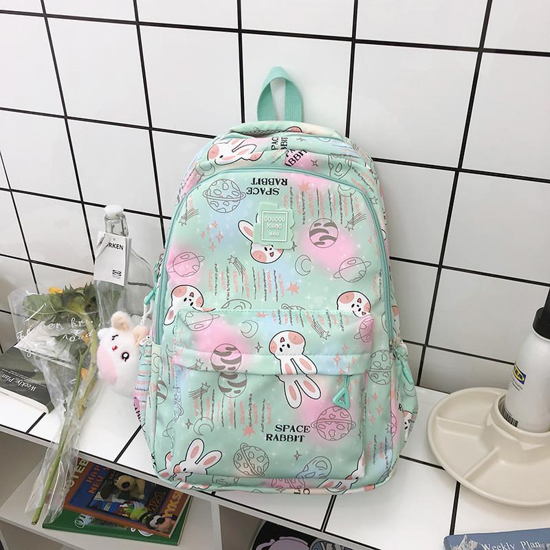 2023 New Cartoon Printed Backpack For Girls Korean Version Cute And Lightweight Nylon Material Breathable And Durable School Shoulder Bag