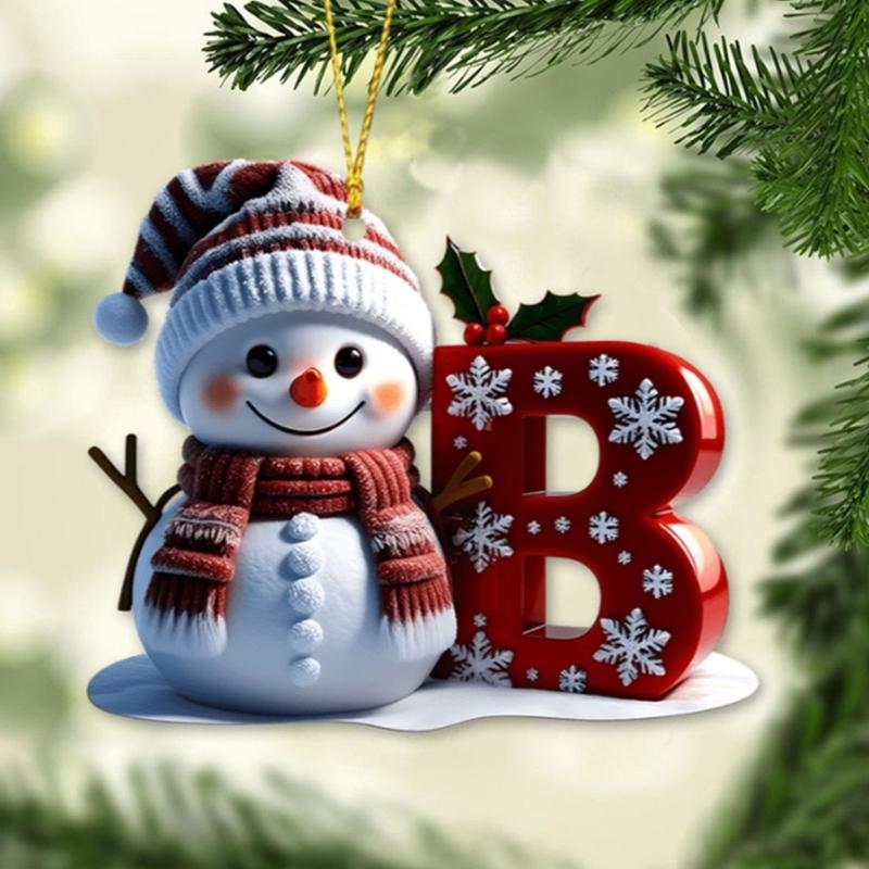 Shatterproof Acrylic Snowman Letter Hanging Ornament Christmas Tree Decoration For Festival Tree Wreath Window Display