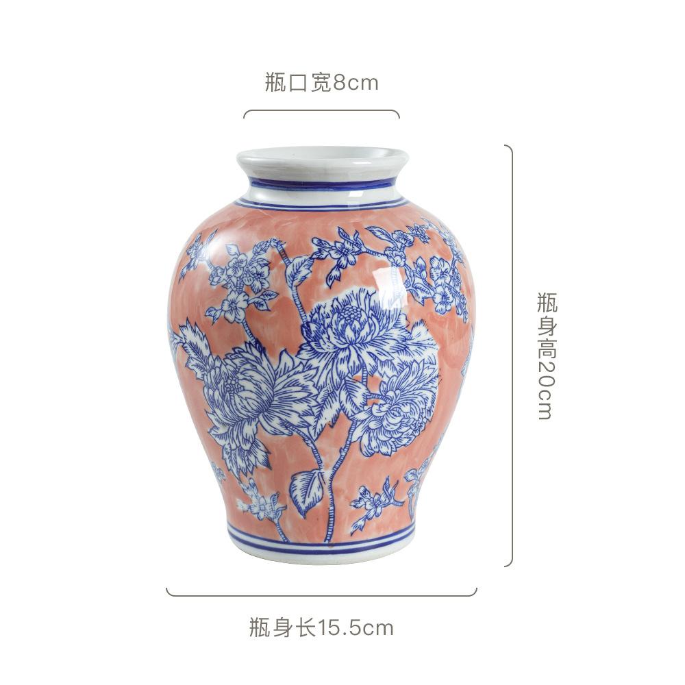 Ceramic Belly Vase Blue white porcelain retro vase Chinese porcelain ornaments Home decoration storage bottle porcelain vases