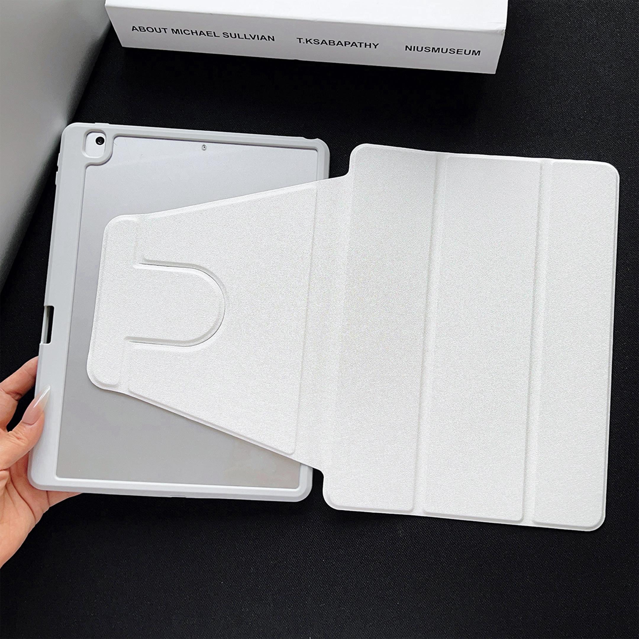 

360 Degree rotating tablet protective case, suitable for iPad 11/iPad Air 5/iPad Mini 6/iPad Pro 12.9 with pen slot vertical bracket triple fold shell iPad Mini 6 білий