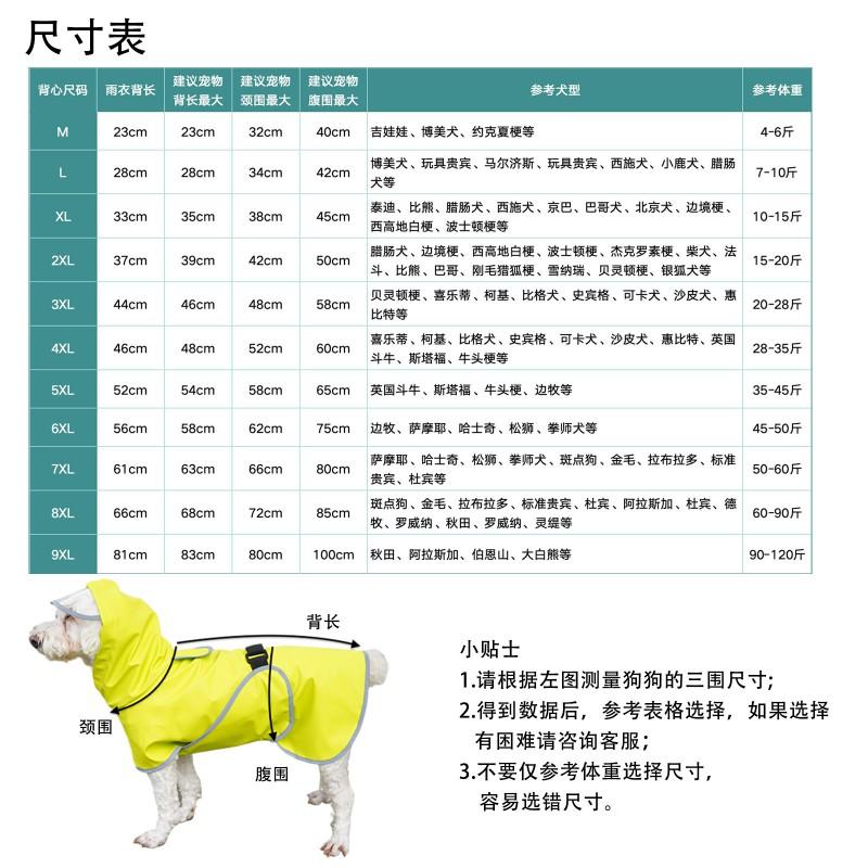 Waterproof PU Dog Raincoat Large Medium Dogs Hooded Cape Style Belly Protection All Season
