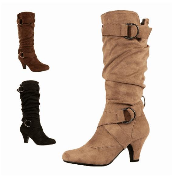 Autumn and winter new medium boots women's boots large size boots women's boots