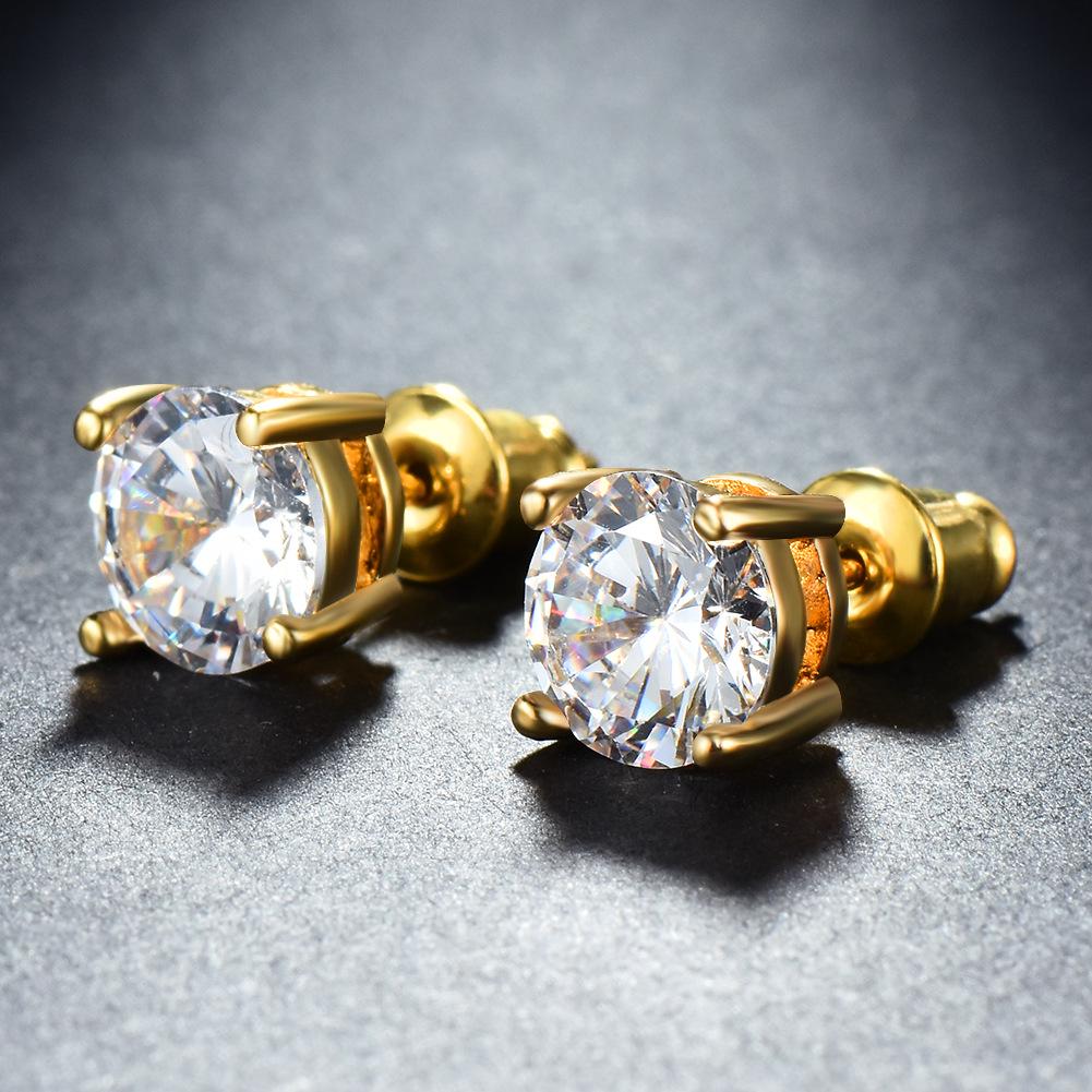 Białe Okrągłe Kolczyki Sztyfty z Diamentami z Czterema Ząbkami dla Kobiet - 8MM Cyrkonia, Modna i Wszechstronna Biżuteria.