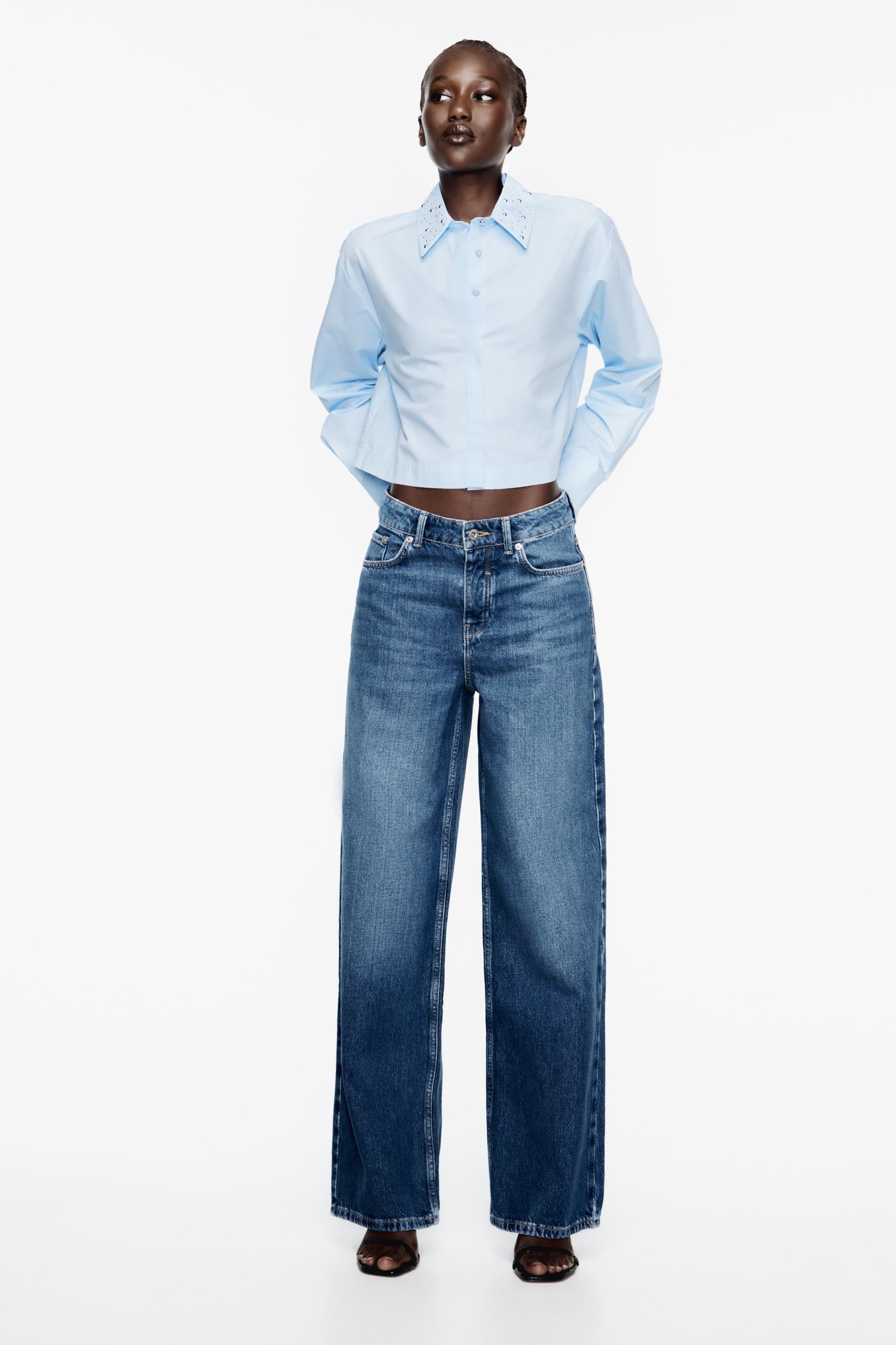 

УКОРОЧЕННАЯ РУБАШКА ИЗ ПОПЛИНА С КЛЕПКАМИ