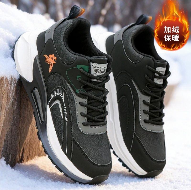 Sneakers Winter 22 New Leather Surface Waterproof Plush Cotton Shoes Warm Casual Shoes Running Shoes