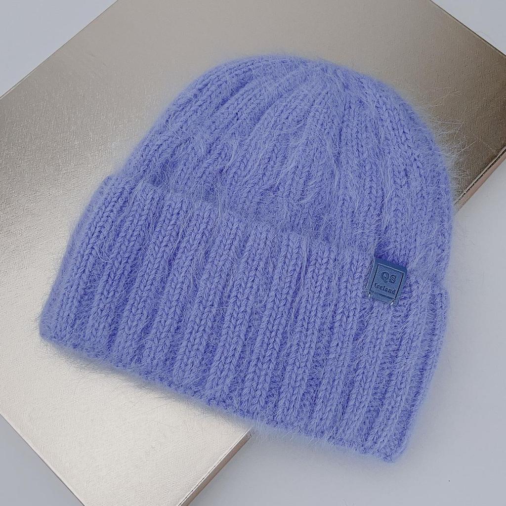 Women'S Big Size Rabbit Fur Blended Beanie Winter Hat Soft Thick Ear Protection Windproof Baggy Knit Cap For Outdoor