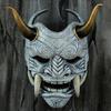 Red Hannya Mask Headgear with Red Ghost Face and Fangs, Japanese Style Halloween New Product Cosplay Props