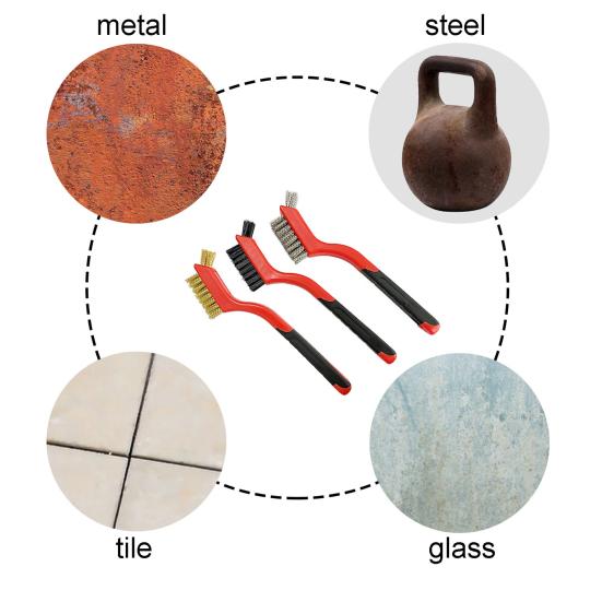 6ks/sada Sada drátěných kartáčů do úzkých prostorů Ergonomická dlouhá rukojeť Štětinový čisticí kartáč Kuchyň Koupelna Garáž Nástroj