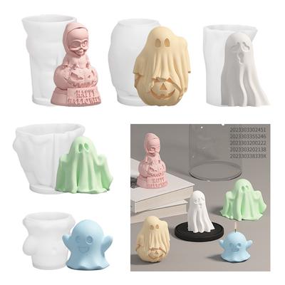 Stampi in Silicone 3D Zucca Fantasma Zombie Fai da Te Halloween Candele Artigianali Gesso Resina Stampo per Colata Opera d'Arte Domestica Fai Regali di Halloween