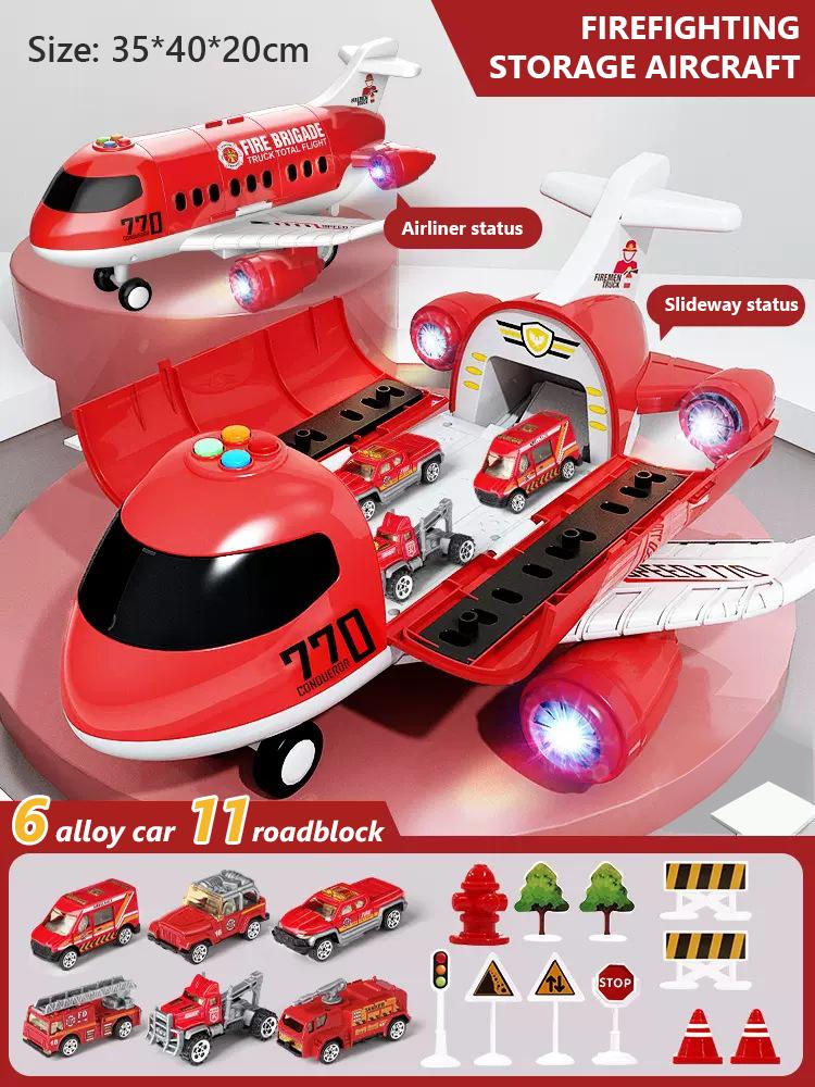 

Large Airplane Model With Lightds Inertia Police Car Kids Storage Passenger Airplane Boy Simulation Plane Multifunctional Toy Sets