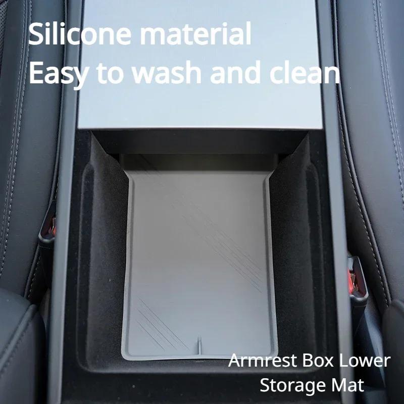 For Tesla Model Y Juniper Model 3 Highland Central Control Storage Pad Silicone Water Cup Mat Armrest Box Lower Pads Accessories