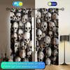 2pcs Art Skull Printed Curtain for Home Decor - Rod Pocket Window Treatment for Bedroom, Office, Kitchen, Living Room, and Study