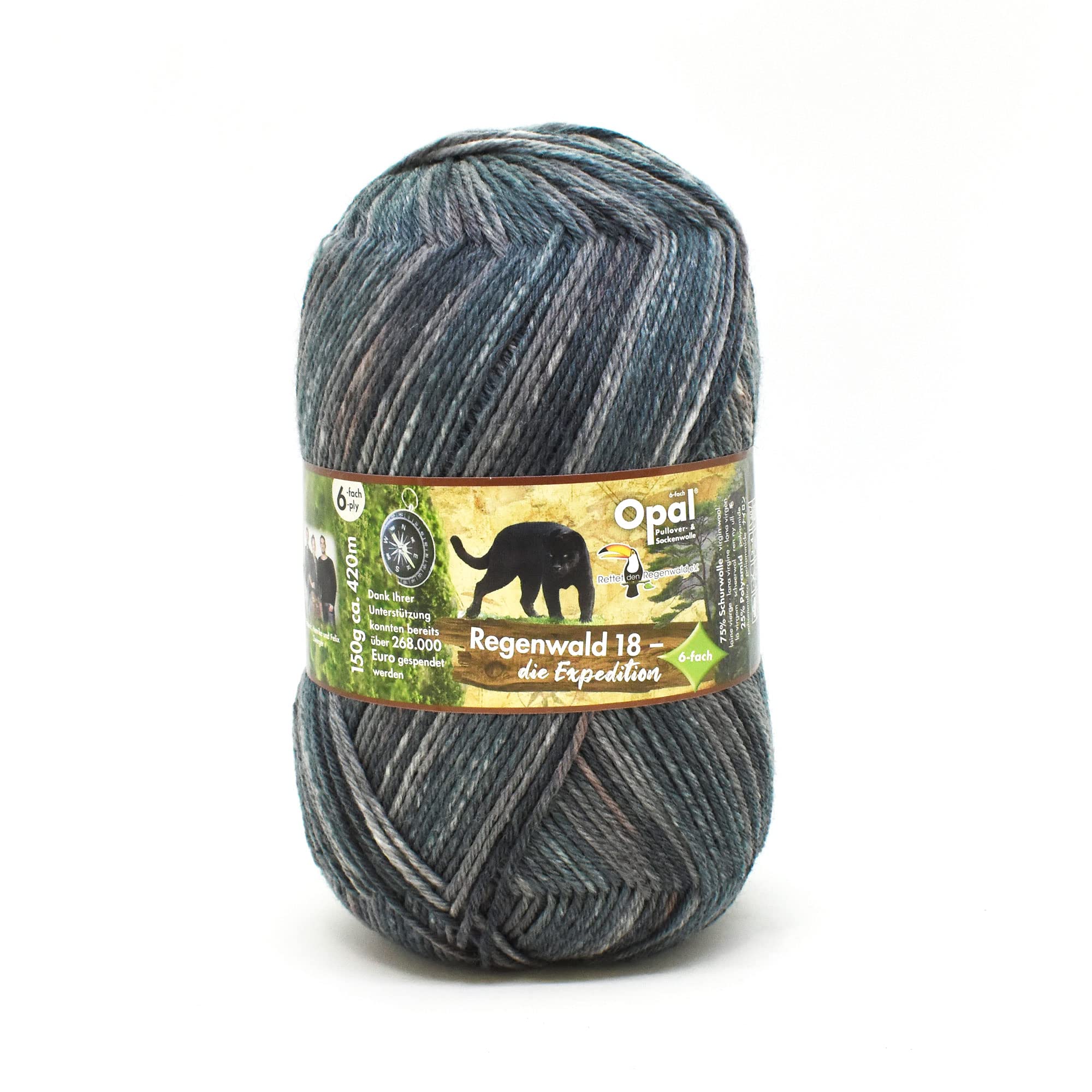 

Opal носочная пряжа 18 6-слойная Тропический лес 11213