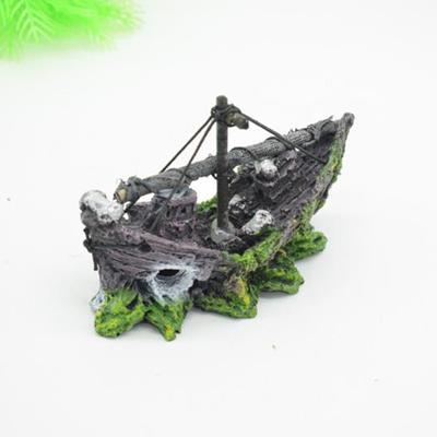 Aquarium Ornament Wreck Sunk Ship Sailing Boat Destroyer Fish Tank Cave Decor