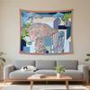 Boho Chic Wall Tapestry With Moon Phase Floral Starry Sky Design Bedroom Yoga Studio Decor