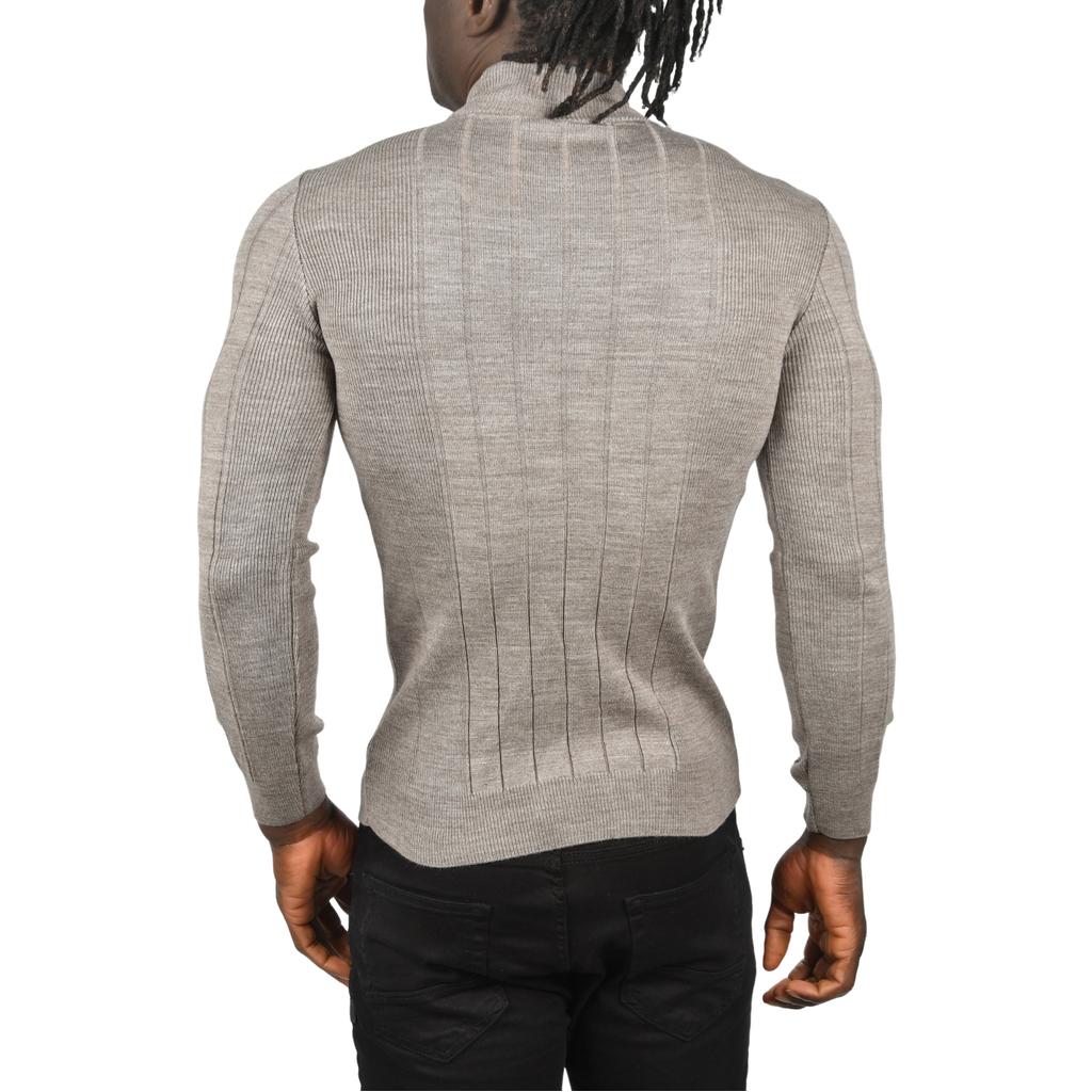 DeepSEA Yarım Balıkçı Yaka Çizgili Tüylenmeyen Slim Fit Triko Kazak 2505491