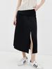 Waiowai Knit Waist Slit Pleated Skirt_Black