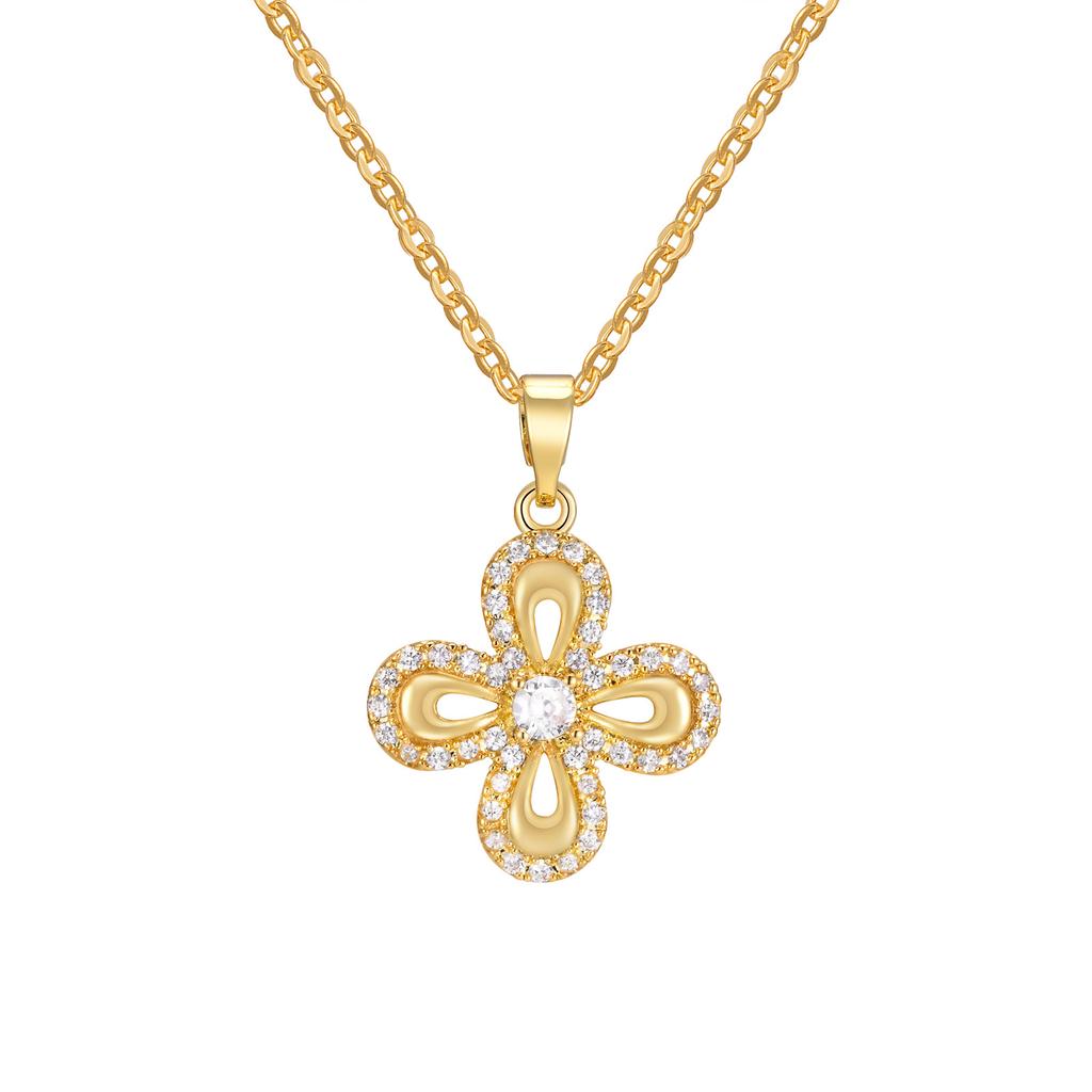 Accessories, Stainless Steel Flower Pendant 18K Gold Necklace Ladies, Shell Elements 197