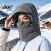 Cycling Skiing Hood Women Winter Balaclava Hat, Wind-Resistant Zipper Face Mask Hat for Cold 3-in-1 Scarf Weather, Thermal Hooded Scraf Outdoor