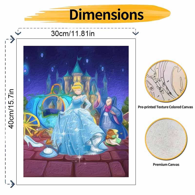 Disney Cinderella Oil Painting Handmade Painting Kit Diy Home Room Decoration Gift