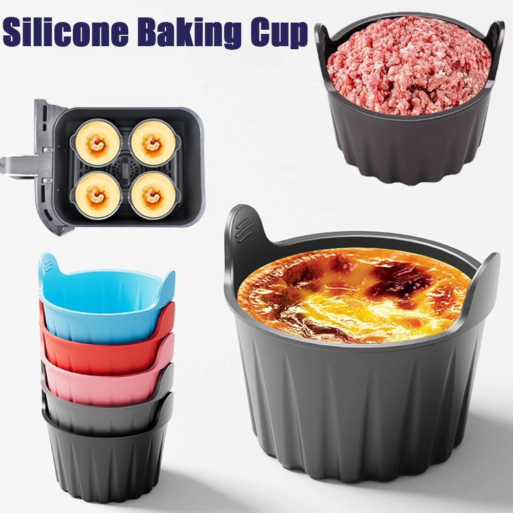 1/4PCS Reusable Silicone Air Fryer Liners and Baking Cups Accessories for Eggs Cakes Meatballs Non-Stick Kitchen Baking Tools