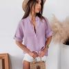 Women's Blouses Casual Loose Button Round Neck T Shirt Tops Plain Half Sleeve Shirt For Women Elegant Tee Shirt
