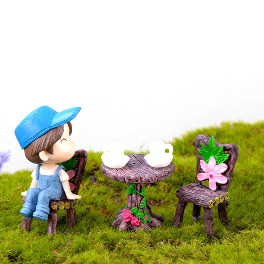 

Fairy Garden Dollhouse Accessories Miniature Ornaments Table and Chairs Set Furniture Figurines