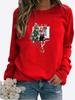 Autumn and Winter Women's Christmas Theme Printing Sweater Round Neck Long Sleeve Casual Sweatshirt Plus Size Top