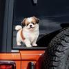 QT2303#15cm Cute Fluffy White & Brown Puppy Car Sticker for Laptop, Truck, Phone, Motorcycle, Window