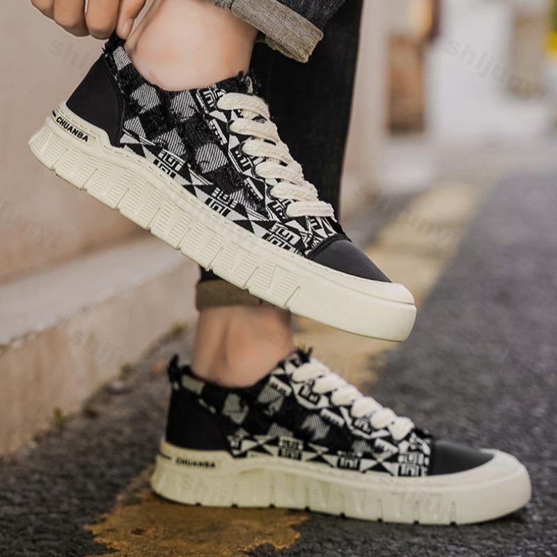 Fashion 2025 Autumn New Fashion Trend Casual Thick Soled Canvas Shoes for Men Breathable Low Top Comofrtable Versatile Chunky Sneakers