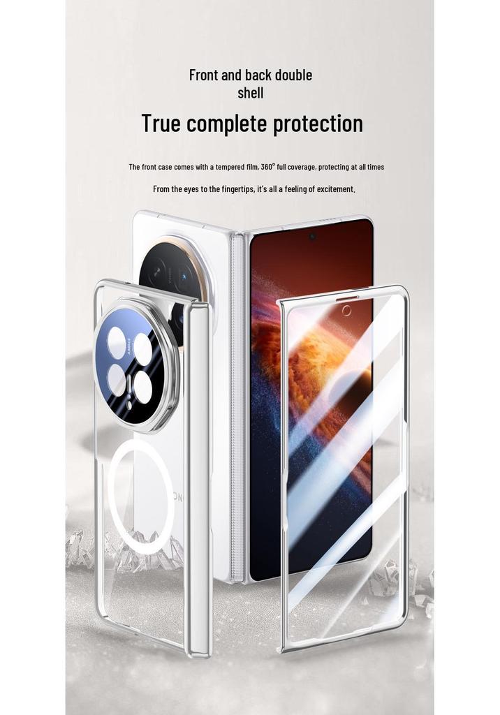 Honor Magic V6 Transparent Magnetic Foldable Phone Case with Lens Holder - Full Coverage Anti-Drop Protection for Men