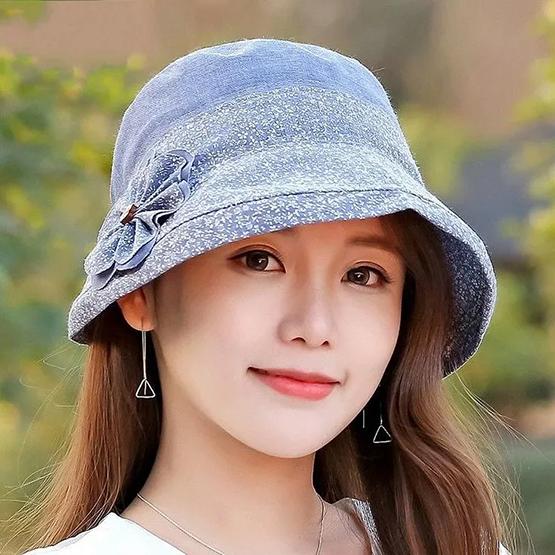 

WTEMPO Floral Printed Flower Decor Sun Hats Women Spring Summer Casual Versatile Foldable Holiday Sunscreen Hats 1pc синий
