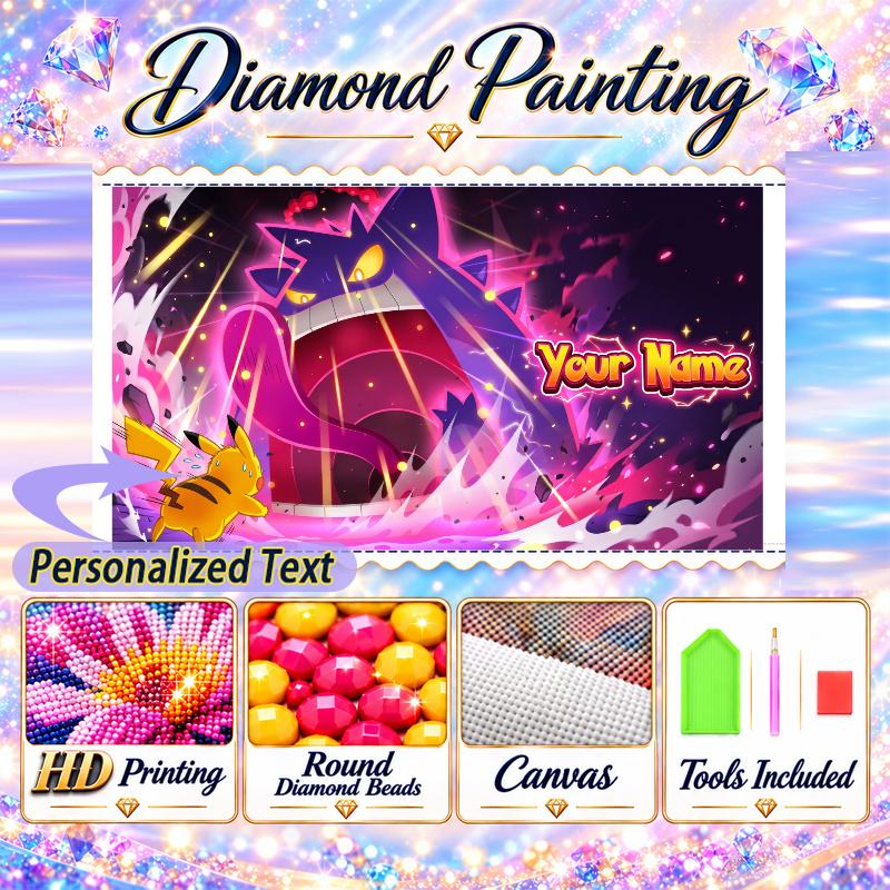 Personalized Gengar Diamond Art Custom Name 5D Diamond Painting Full Drill DIY Craft