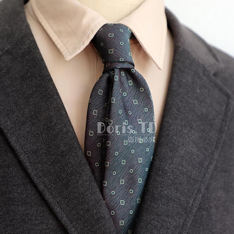 Retro 8Cm Light Luxury Casual Dress Navy Green Brown Pattern Men'S Suit And Tie