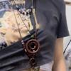 Wood Round Ring Pendant Necklace Adjustable Long Sweater Chain Vintage Handmade Collar Necklace Statement Jewelry