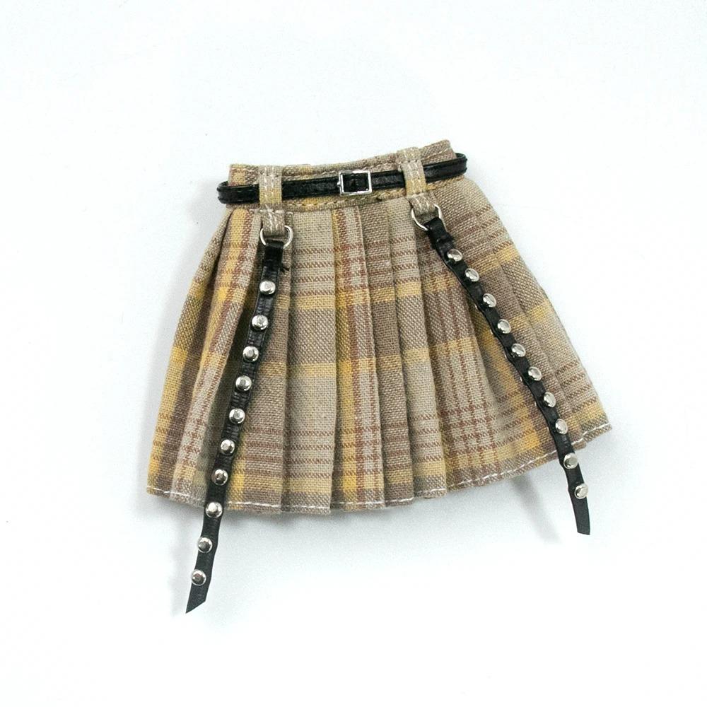 Roupas Blythe Saia Plissada Xadrez Top Tomara-que-caia Vestido de Tule Conjunto Saia com Babados para bonecas Licca Azones Ob22 Ker YMY acessórios