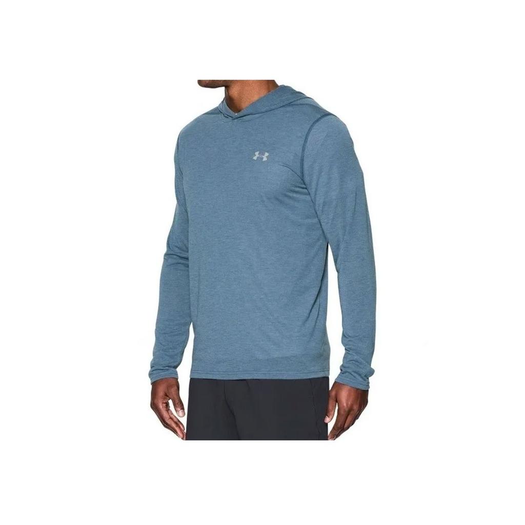 Under Armour Solid Color Logo Print Long Sleeve Hoodie Men Hoodies Blue 1289606-997