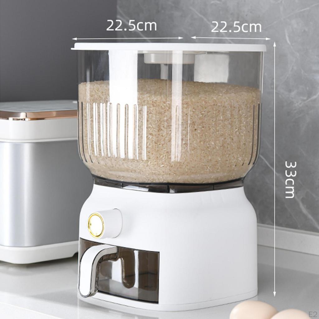 6L Rice Container Dustproof with Lid Kitchen Storage Organizer Measuring Cup Large Capacity