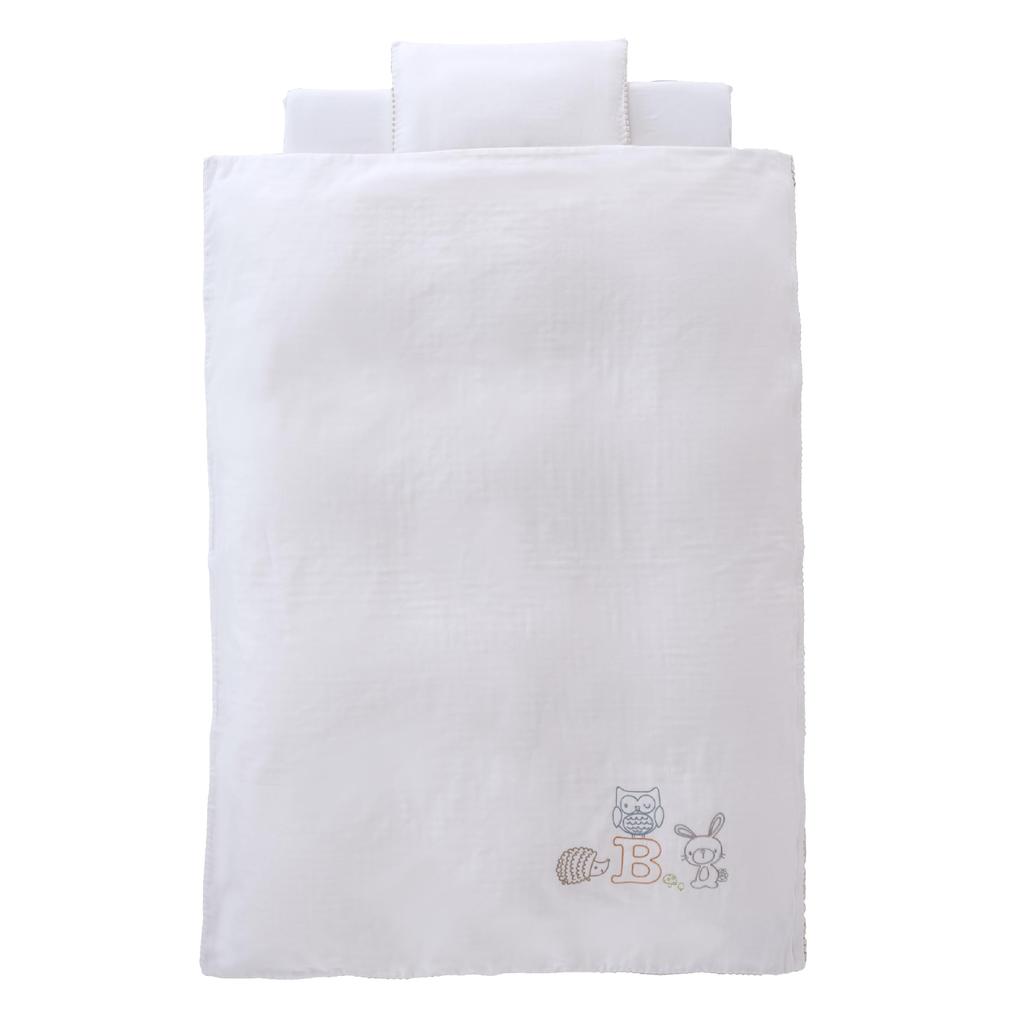 Nishikawa Synthetic Cover Baby Comforter Set 102 x 128 cm Cute Animal Embroidery Design at the Foot Animal Made in Japan White WF52353000 6-Piece