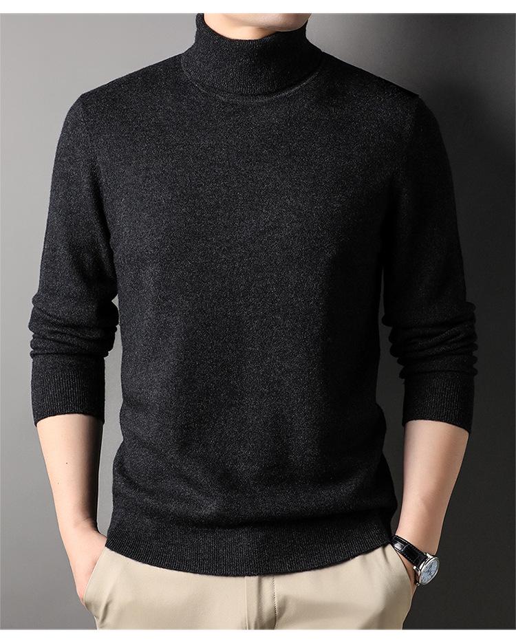 

Мужской свитер с высоким воротом из камвольной шерсти средней толщины, однотонный XXXL (180-200 jin)