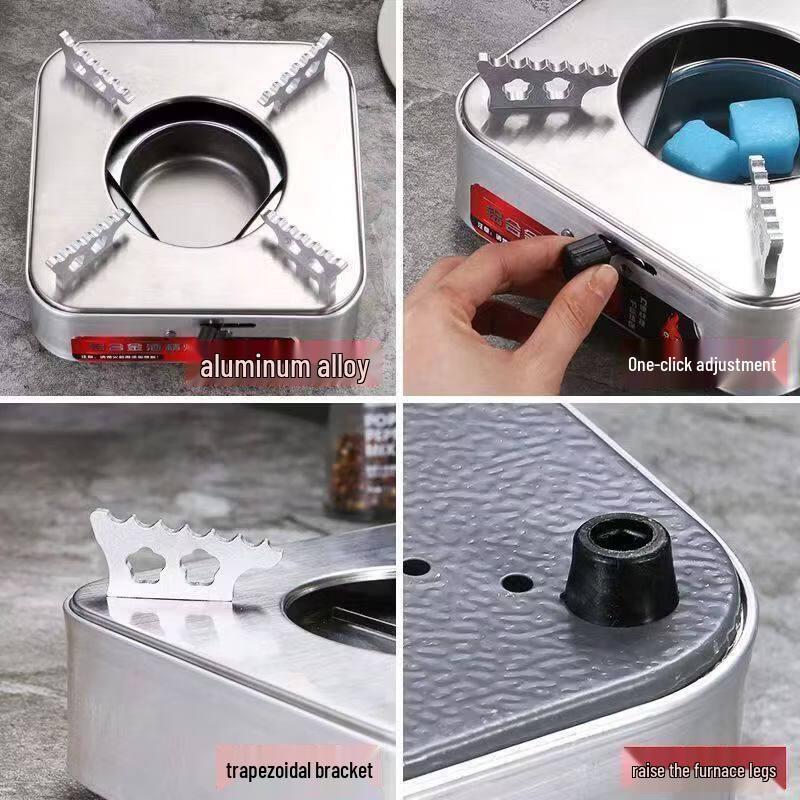 RSRDDY Commercial Square Aluminum Alloy Hot Pot with Alcohol Stove