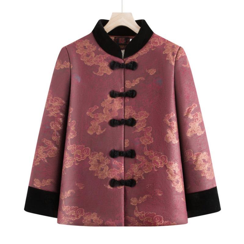 

Fleece grandma cotton-padded clothes, age 0 middle-aged mother warm coat fashionable old lady cotton-padded clothes winter models XL (recommended 90-52.5kg) красный